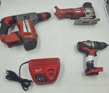 LOT OF 4 Milwaukee Cordless Power Tools Used, M18 BLDD2, HD18 JSB Jigsaw