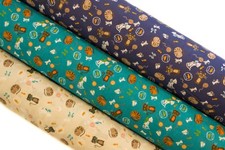 Cat Cats Heaven Goldfish Mice Wool Printed Poly Cotton Fabric  - SUMMER SALE