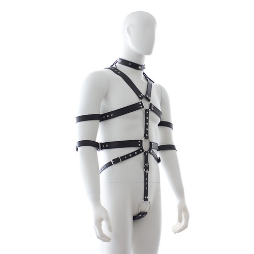Male leather chest belt - male,