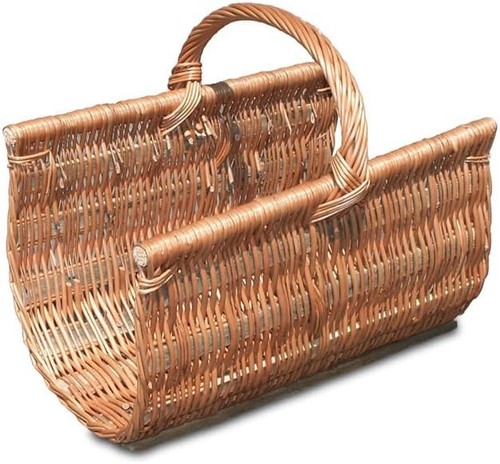 Rustic wicker log basket with - rustic,