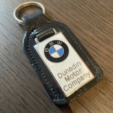 Vintage Retro 80s 90s BMW Dunedin Motor Co. Leather Key Ring/Fob Classic Rare
