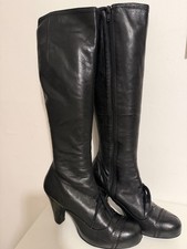 Miss L-Fire Black Leather Knee High Boots Size 38