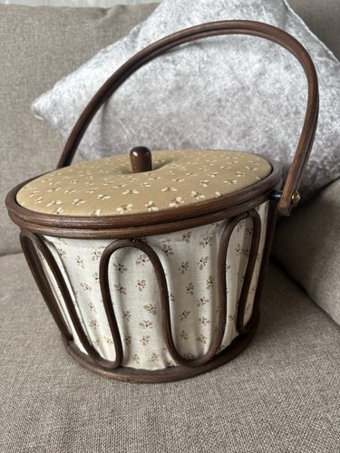 Vintage wooden sewing basket - vintage,