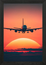 plane sunset Framed Wall Art