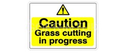 Caution Grass Cutting In Progress  PRINTED signs / stickers A6 A5 A4 A3