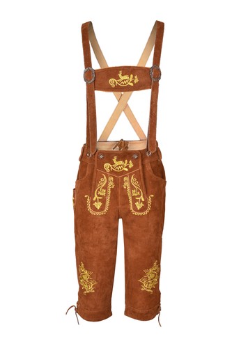 Men long golden lederhosen - long,