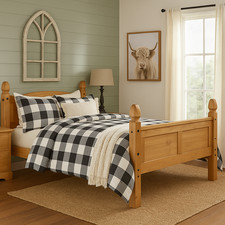 King Size Bed Frame Wood Corona Mexican Solid Pine High Foot End 150cm Bedstead