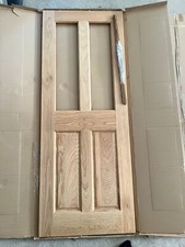 Solid oak, Victorian 4 panel half glazed internal door. L1981 W762 T35