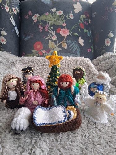 Handmade crochet yarn nativity - yarn,