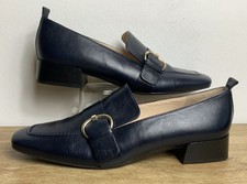 Högl Austria Designer Blue Leather Slip On Court Loafers Shoes UK 6 RRP £142 NEW