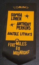  Five Miles to Midnight  1962  Coming Attractions Usher Badge Anthony Perkins
