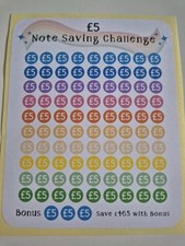 Money Tin Tracker £5 Coin note Saving Challenge Sticker x 1 Piggybank 13cm