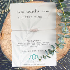 Miracles Take Time Bracelet Rose Quartz Fertility Pregnancy IVF Gift Baby Love