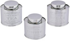 SET OF 3 TEA COFFEE SUGAR CANISTERS KITCHEN STORAGE POTS JARS -Barrel, Vintage