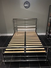 Chrome Metal Double Bed Frame