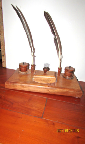 Vintage inkwell wooden with - vintage,