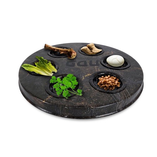 Black metal seder plate - black,