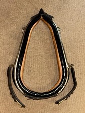 Black Patent Leather Cob Size Driving Harness Collar Hames & Trace Buckles
