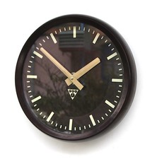 Bakelite CZECH 1970s Vintage Wall Clock Midcentury Retro Industrial Factory