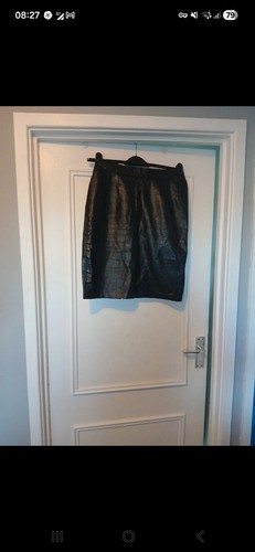 Real leather black skirt size - real,