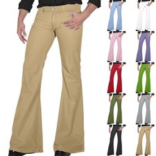 2025 New Men's 70's Deluxe Retro Disco Flare Trousers Pants Costume Dancer Dance