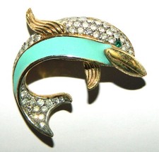 Stunning Vintage Signed ATTWOOD and SAWYER Dolphin Brooch