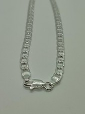 Solid 925 Sterling Silver Mens Curb Chain Link Chain Necklace 45cm x 6mm