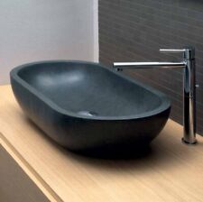 Black Oval Stone Basin 70 cm x 35 cm x 13 cm