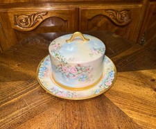 Antique Limoges GDA France Porcelain Covered Cheese Dish Hand Painted Signed