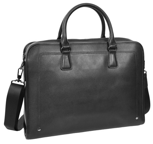 Real black leather briefcase - real,