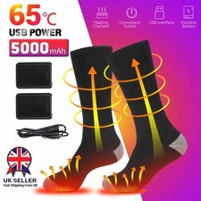 2X 5000mAh Electric Heated Socks Rechargeable Battery Unisex Winter Foot Warmer