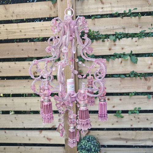 Pink glass pendant metal - glass,
