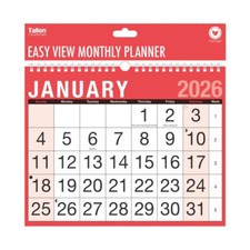 2026 A4 Easy Month To View Spiral Bound Wall Planner Calendar - Landscape 3802