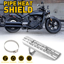 Universal Motorcycle Exhaust Muffler Pipe Heat Shield Cover Heel Guard Chrome UK