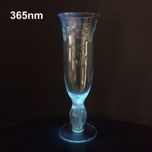 Green glass flute embossed - glass,