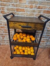Rustic Brown Drink Trolley Cart Home Bar Serving Kitchen Storage Unit Wheels NEW