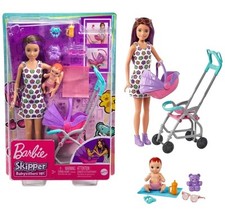Barbie Skipper Stroller PlaySet Doll & Babysitter Best Gift  For Little Girls