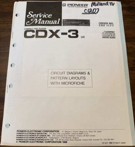Pioneer cdx compact disc - pioneer,