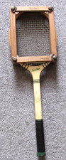 Vintage Dunlop Green Flash Wooden Tennis Racket  in Head Frame