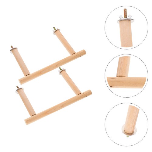 2pcs wooden bird perch stand - wooden,