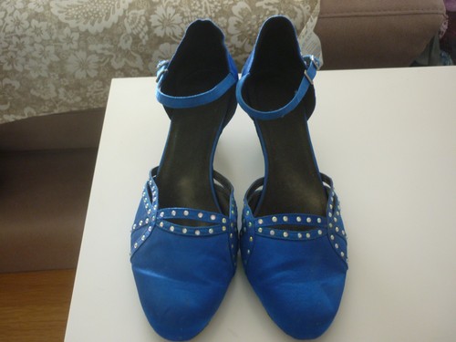 Royal blue satin dance - satin, shoes