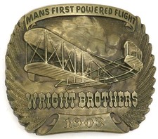Vintage belt buckle by Award Design Medal Inc Wright Brothers 1903
