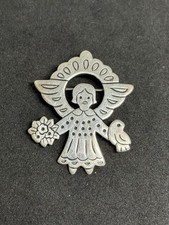 James Avery Garden Angel with Flower and Bird Pin Retired RARE Sterling SIlver