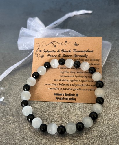 Selenite black tourmaline - black,