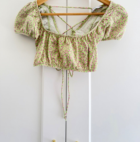 Bershka green pink floral - bershka,
