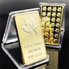 1 Oz. 9999 Canadian Maple Fine Gold Art Bar.