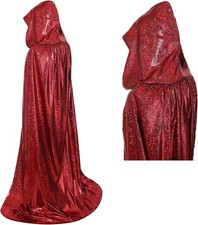 160cm Long Length Glitter Cape / Cloak - Red Sequin Effect-Fancy Dress Costume