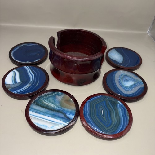 Vintage blue agate - vintage, coaster