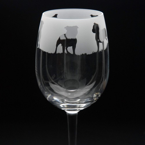 Staffy dog crystal wine - crystal, glass