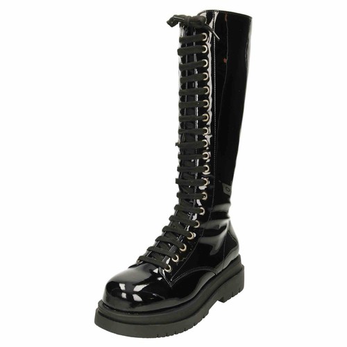 Black chunky lace patent - black, up